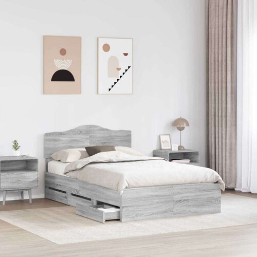  Okvir za krevet Siva Sonoma 120 x 190 cm Inženjersko Drvo - Sivi hrast sonoma 120 x 190 cm Slike