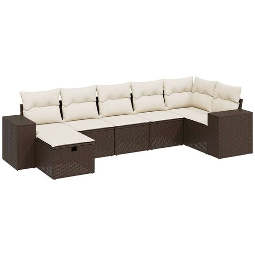 vidaXL 7-dijelni set vrtnih sofa od poliratana s jastucima smeđi Cijene