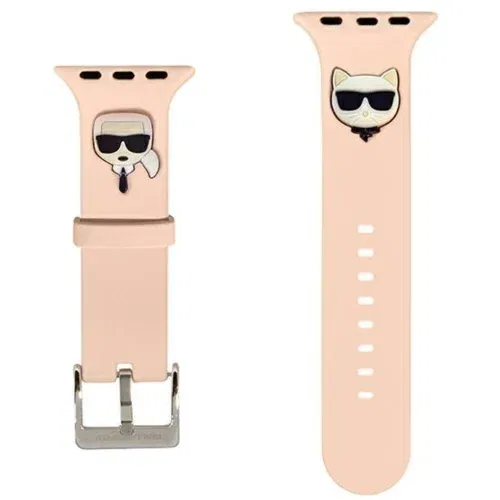 Karl Lagerfeld Silikonski pašček za uro KLAWLSLCKP za Apple Watch 42 / 44 / 45 mm - Heads roza