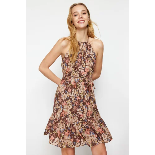Trendyol Multicolored Floral A-line Tie Detailed Mini Woven Dress