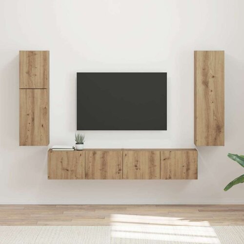  Set TV komoda Zidne 4 pcs Umjetnički hrast Konstruirano drvo Cene