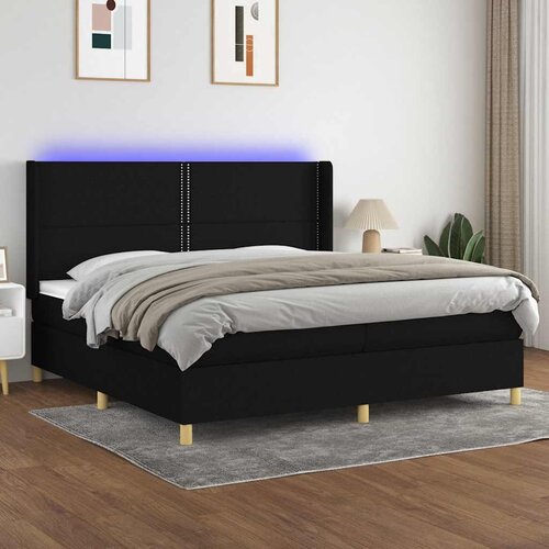  Krevet box spring s madracem LED crni 200x200 cm od tkanine Cene