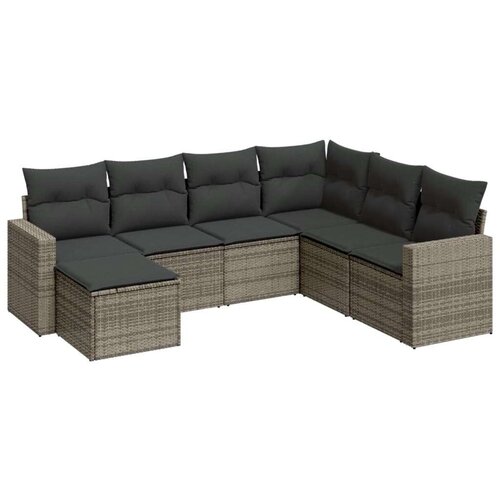 VidaXL 7-dijelni set vrtnih sofa sivi od poliratana Slike