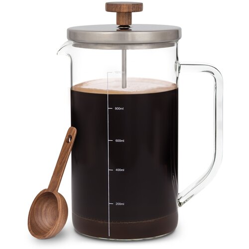 Klarstein Glaswerk Ristretto, french press, 1 litra, borosilikatno staklo, nehrđajući čelik, drvo oraha Cijene