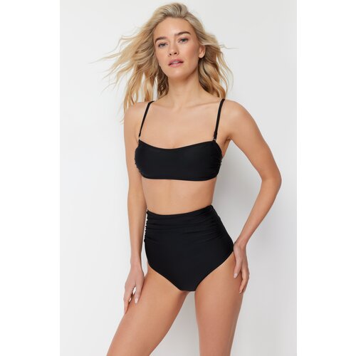 Trendyol Black Strapless High Waist Bikini Set Cene