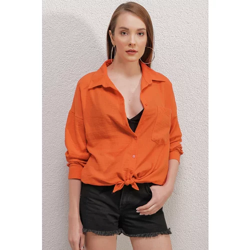 Bigdart 20153 Oversized Shirt with One Pocket - Orange