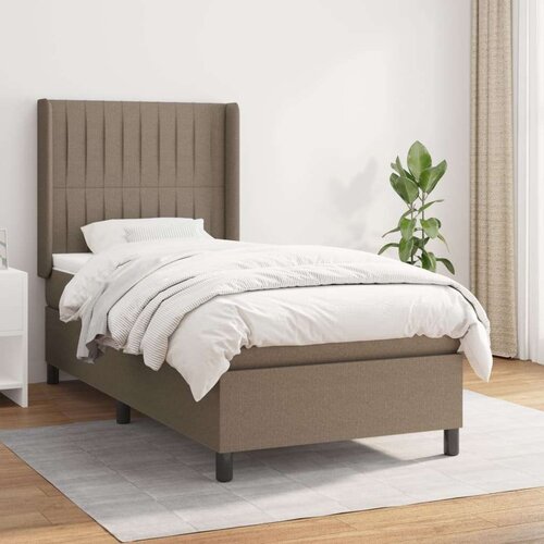  Box spring postelja z vzmetnico taupe 90x200 cm blago Slike