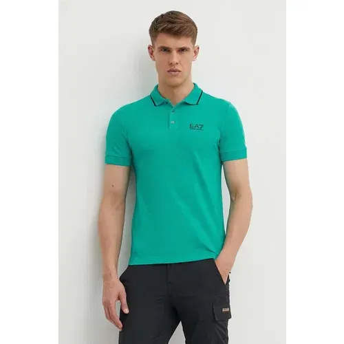 Ea7 Emporio Armani Polo majica za muškarce, boja: zelena, s tiskom