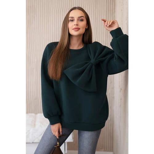 Kesi Insulated sweatshirt with a large bow in dark green color Slike
