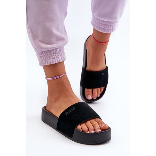 Big Star Women&amp;#039;s Suede Platform Slippers Big Star Black Slike