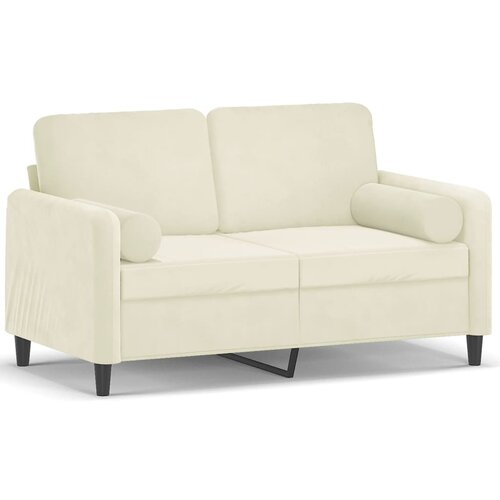 vidaXL Kavč dvosed z okrasnimi blazinami krem 120 cm žamet, (20924944) Cene