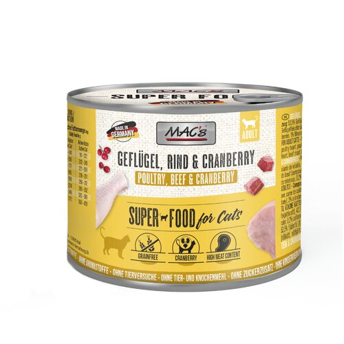  MAC´s Cat 6 x 200 g - Perutnina, govedina & brusnice Cene