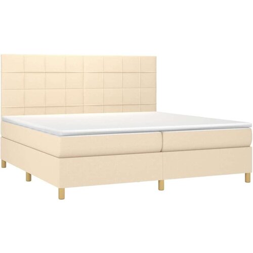  Krevet s oprugama i madracem krem 200 x 200 cm od tkanine Slike