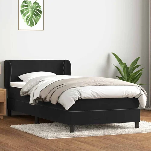 vidaXL Box spring postelja z vzmetnico črna 90x220 cm žamet