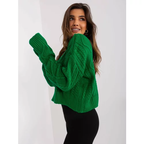 Fashion Hunters Green loose sweater with cables