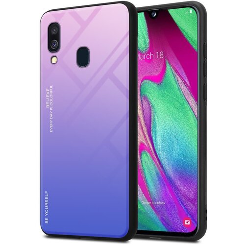 Cadorabo Ohi&scaron;je, združljiv s Samsungom v roza - modri - dvobarvni za&scaron;čitni pokrov iz silikona TPU in hrbta iz kaljenega stekla, (20573683) Cene