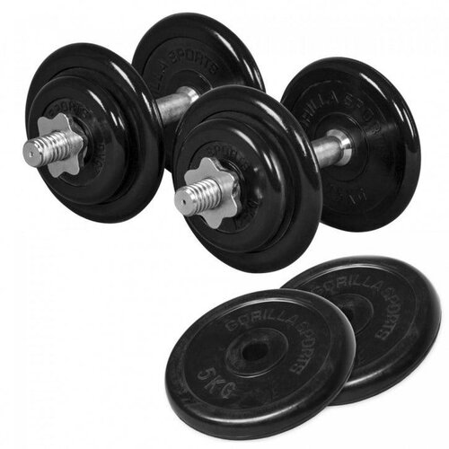 Gorilla Sports Set podesivih gumiranih bučica 30 kg Slike