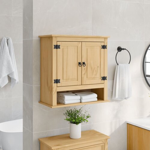  The Living Store Kopalniška stenska omarica Corona 70x33x71,5 cm trdna borovina - Kopalniška Stenska Omarica, (21497330) Cene