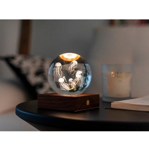 Gingko LED namizna svetilka v naravni barvi s steklenim senčilom (višina 8 cm) Amber – Cene