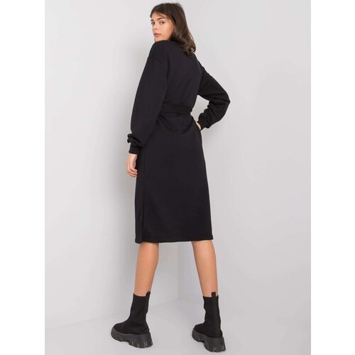Fashion Hunters RUE PARIS Black cotton dress with tie Cene