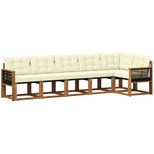 vidaXL Zunanja garnitura za sedenje z blazino 6 pcs Naravna in smetana, (5000281448) Cene