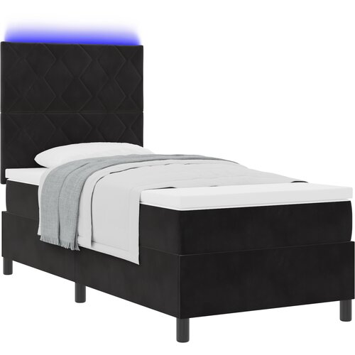 vidaXL Box Spring Postelja z Mattresom in LED Črna 90x190 cm Žamet Cene