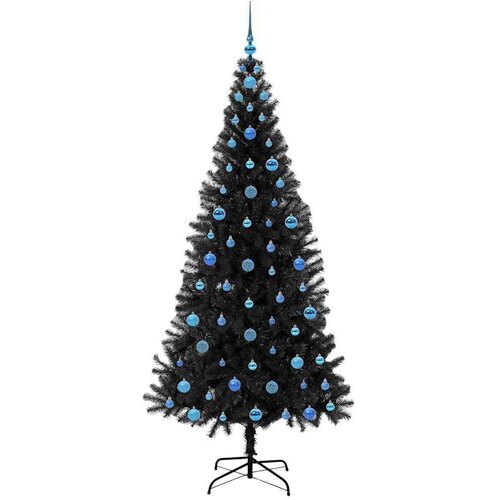 VidaXL Božićno drvce s 300 LED svjetlima s stalakom Crna 210 cm PVC Slike