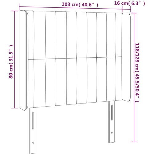  LED uzglavlje krem 103 x 16 x 118/128 cm od tkanine Slike