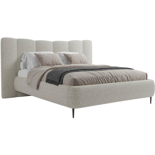 MID.YOU OBLAZINJENA POSTELJA 180 cm x 200 cm , les, tekstil, leseni material svetlo siva Slike