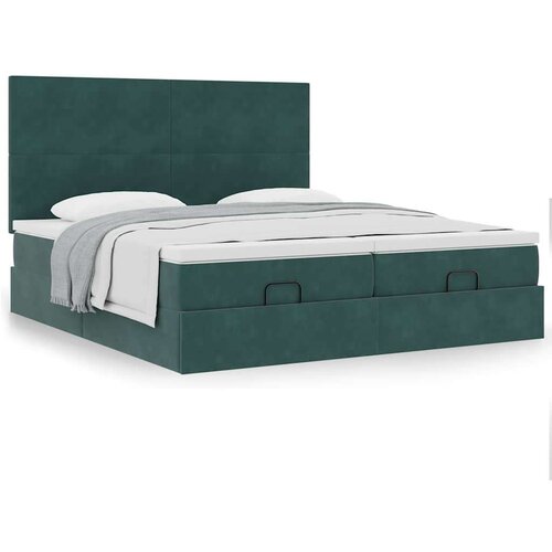 VidaXL okvir kreveta s madracima tamnozeleni 200x200cm bar&amp;scaron;unasti Slike