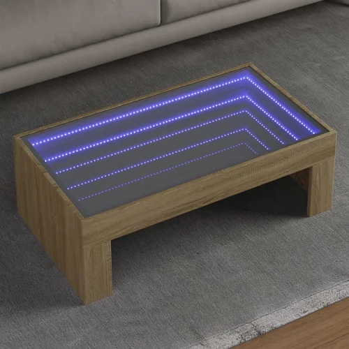 vidaXL Stolić s beskonačnim LED svjetlima boja hrasta 90x50x30 cm