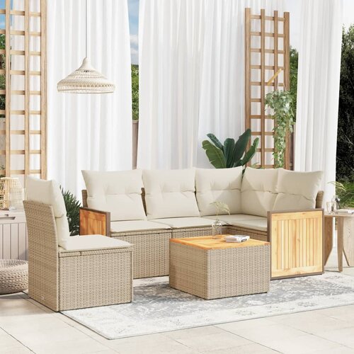 vidaXL 6-dijelni set vrtnih sofa s jastucima bež od poliratana Cijene