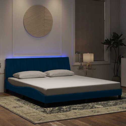  Okvir kreveta s LED-om bez madraca Hanko plavi 180 x 200 cm baršunasti Cene