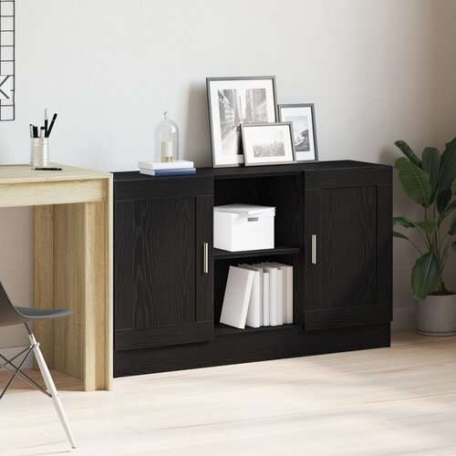 VidaXL Komoda Crni hrast Konstruirano drvo 120 x 30.5 x 70 cm Komoda Slike