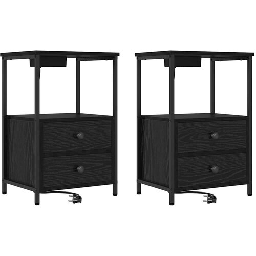  Noćni ormar 2 pcs Crni hrast 40 x 31 x 60 cm Konstruirano drvo Slike