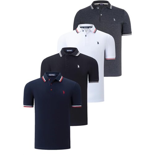 Dewberry QUAD SET T8594 MENS T-SHIRT-BLACK-WHITE-NAVY BLUE-ANTHRACITE Slike