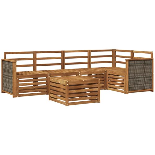 vidaXL Kotna sedežna garnitura 5 pcs Naravna Masiven les akacije, (5000283507) Cene
