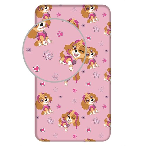 Jerry Fabrics Ružičasta pamučna dječja plahta s gumom za krevet za jednu osobu 90x200 cm Paw Patrol – Cijene