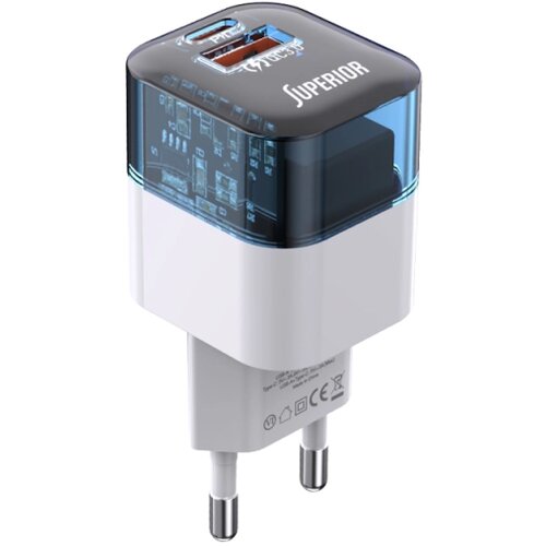  PUNJAČ BEZ KABLA SUPERIOR SU-P105 30W SUPER FAST USB-A + USB-C BELI P1219 Cene
