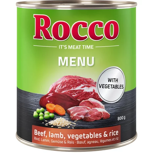 Rocco 20 + 4 gratis! 24 x 800 g Menu - Govedina s janjetinom, povrćem i rižom