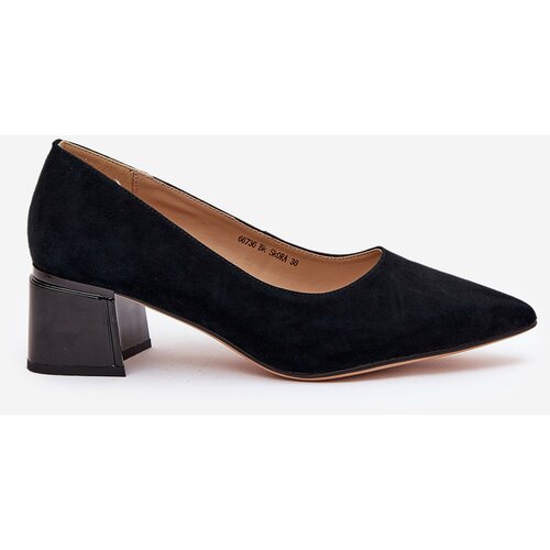 VINCEZA Suede Smooth Heels With Pointed Toes Black 66736 Cene