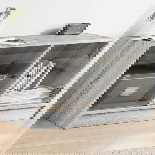 VidaXL TV omarica s steklenimi vrati siva sonoma 68x37x42 cm Slike