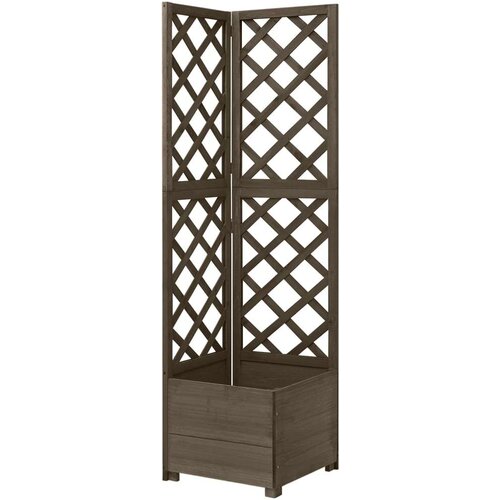  Kutna sadilica s re&amp;scaron;etkom siva 40x40x150 cm od masivne jelovine Slike