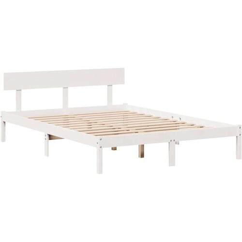 VidaXL Okvir kreveta bez madraca bijeli 135 x 190 cm masivna borovina Slike