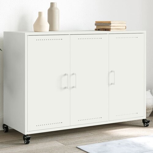 VidaXL Komoda bela 100,5x39x72 cm hladno valjano jeklo Slike