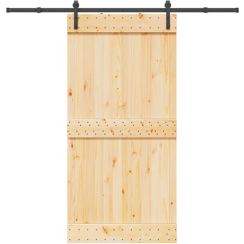 VidaXL Drsna vrata s kompletom vodil 100x210 cm trdna borovina Slike