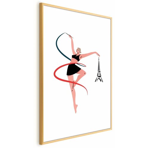  Plakat - Illustration of a Woman with a Ribbon - Artistic Gymnastics 60x90 Zlatni okvir s margom Cene