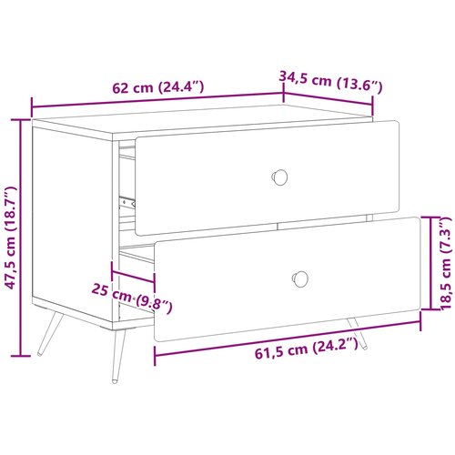  Noćni ormar Bijela 62 x 34,5 x 47,5 cm Konstruirano drvo Slike