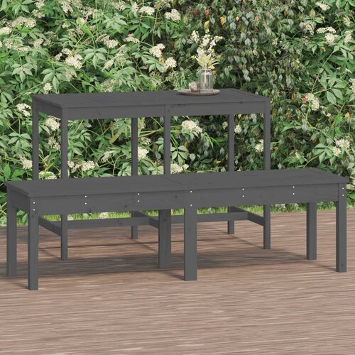 VidaXL Vrtna klop dvosed siva 159,5x44x45 cm trdna borovina Slike
