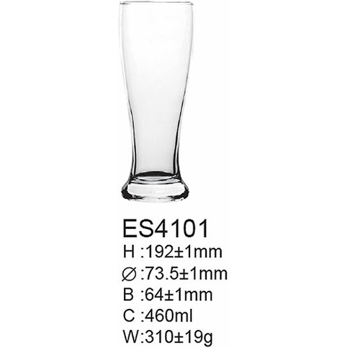  Staklena čaša za pivo,vino,duga pića,nes kafu,bubble tea 460 ml Pub Pilsner 6/1 ES4101 Cene